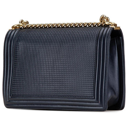 Chanel CC Medium Boy Bag Navy Perforated Leather "Unworn"