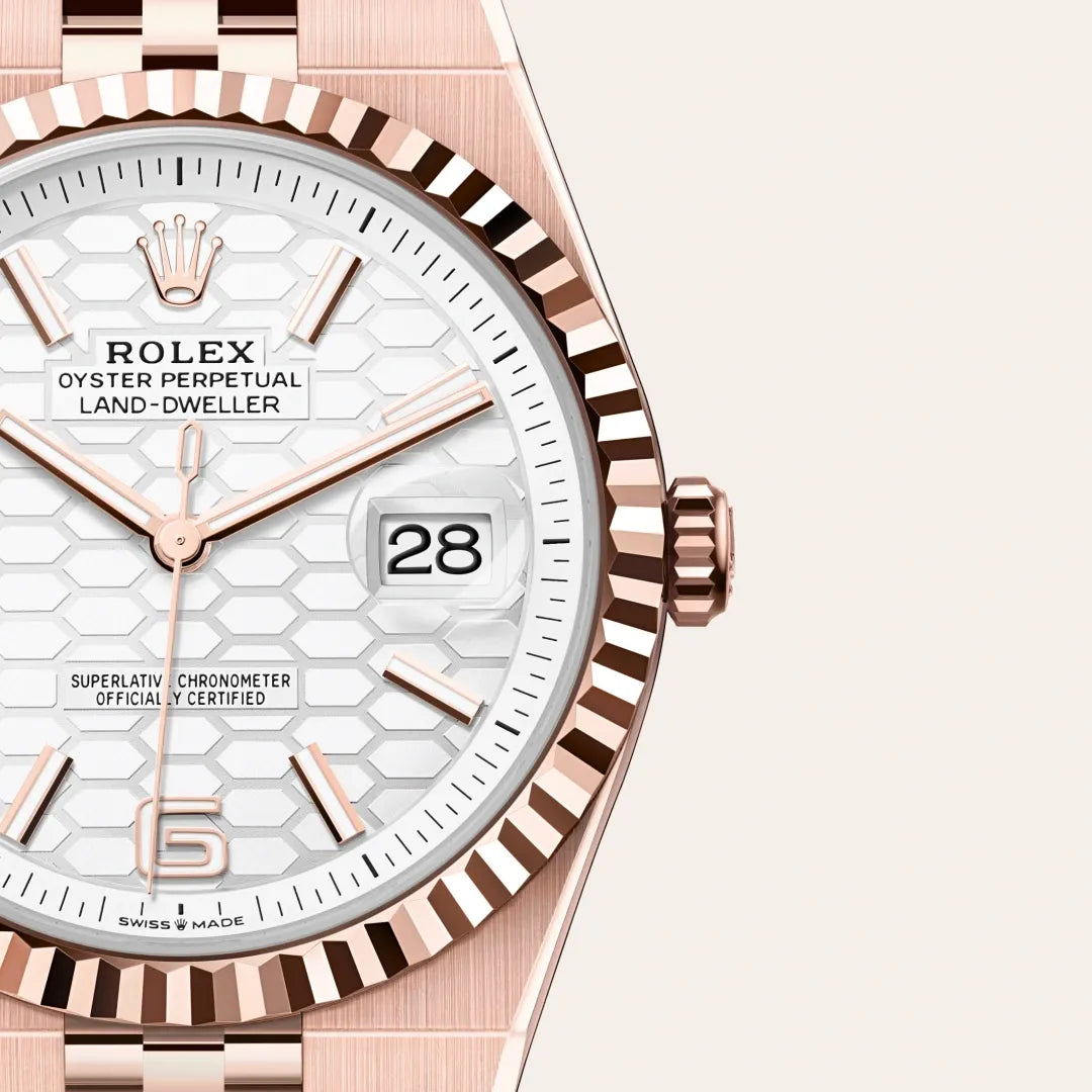 Rolex Land-Dweller 40 127335 Everose Gold Honeycomb Dial 