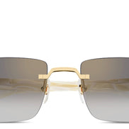 Cartier White Marbled Acetate Rimless Sunglasses 