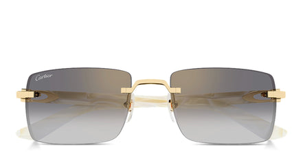 Cartier White Marbled Acetate Rimless Sunglasses "Unworn"