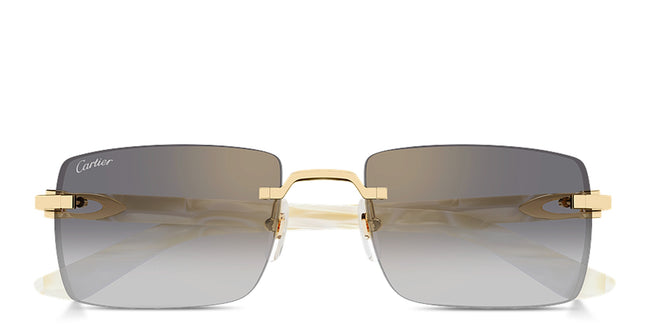 Cartier White Marbled Acetate Rimless Sunglasses "Unworn"
