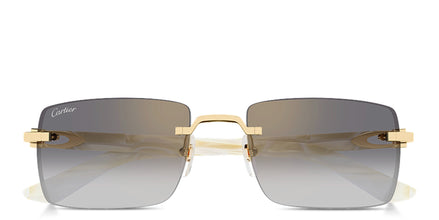 Cartier White Marbled Acetate Rimless Sunglasses "Unworn"