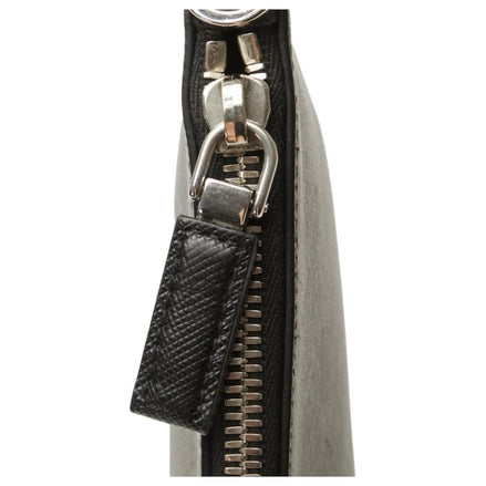 Prada Black Saffiano & Crocodile Leather Document Holder Clutch (Pre-Loved)