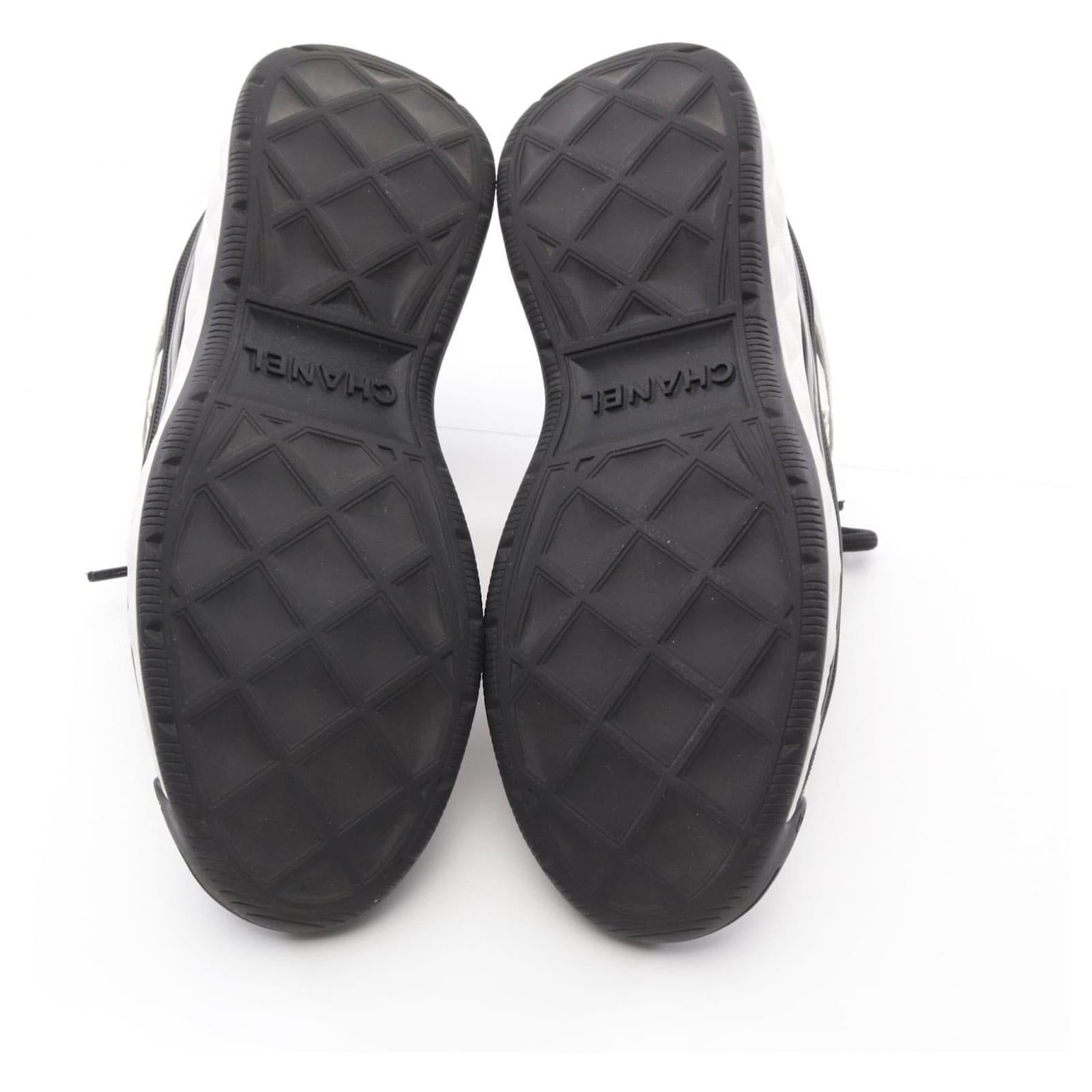 Chanel White and Black Runner Sneakers 