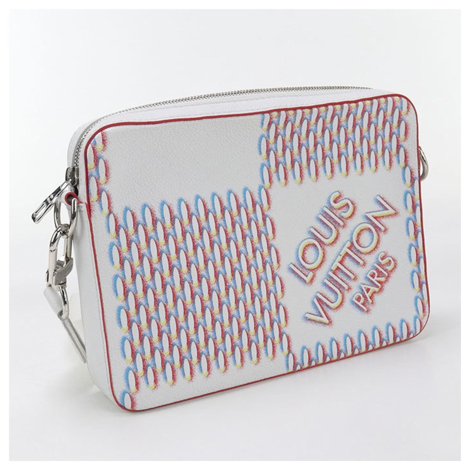 Louis Vuitton White Embroidered Damier Trio Messenger Bag 