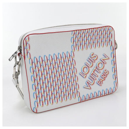 Louis Vuitton White Embroidered Damier Trio Messenger Bag "Unworn"