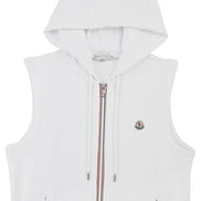 Moncler White Tricolor Zip Sleeveless Hoodie (Pre-Loved)