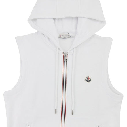 Moncler White Tricolor Zip Sleeveless Hoodie (Pre-Loved)