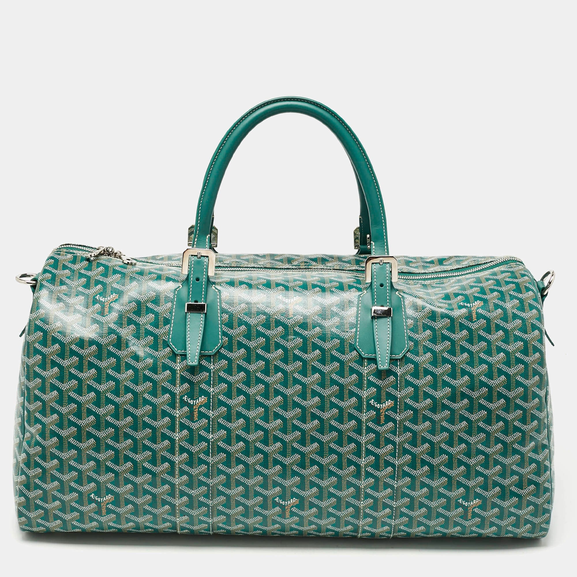 Goyard Green Goyardine Canvas Boston 45 