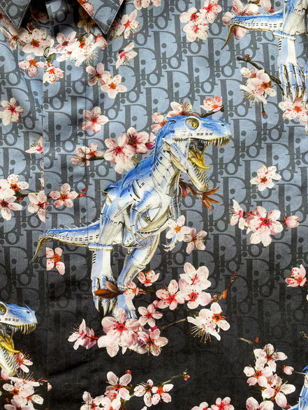 Dior x Hajime Sorayama Oblique Sakura Dinosaur Silk Shirt (Pre-Loved)