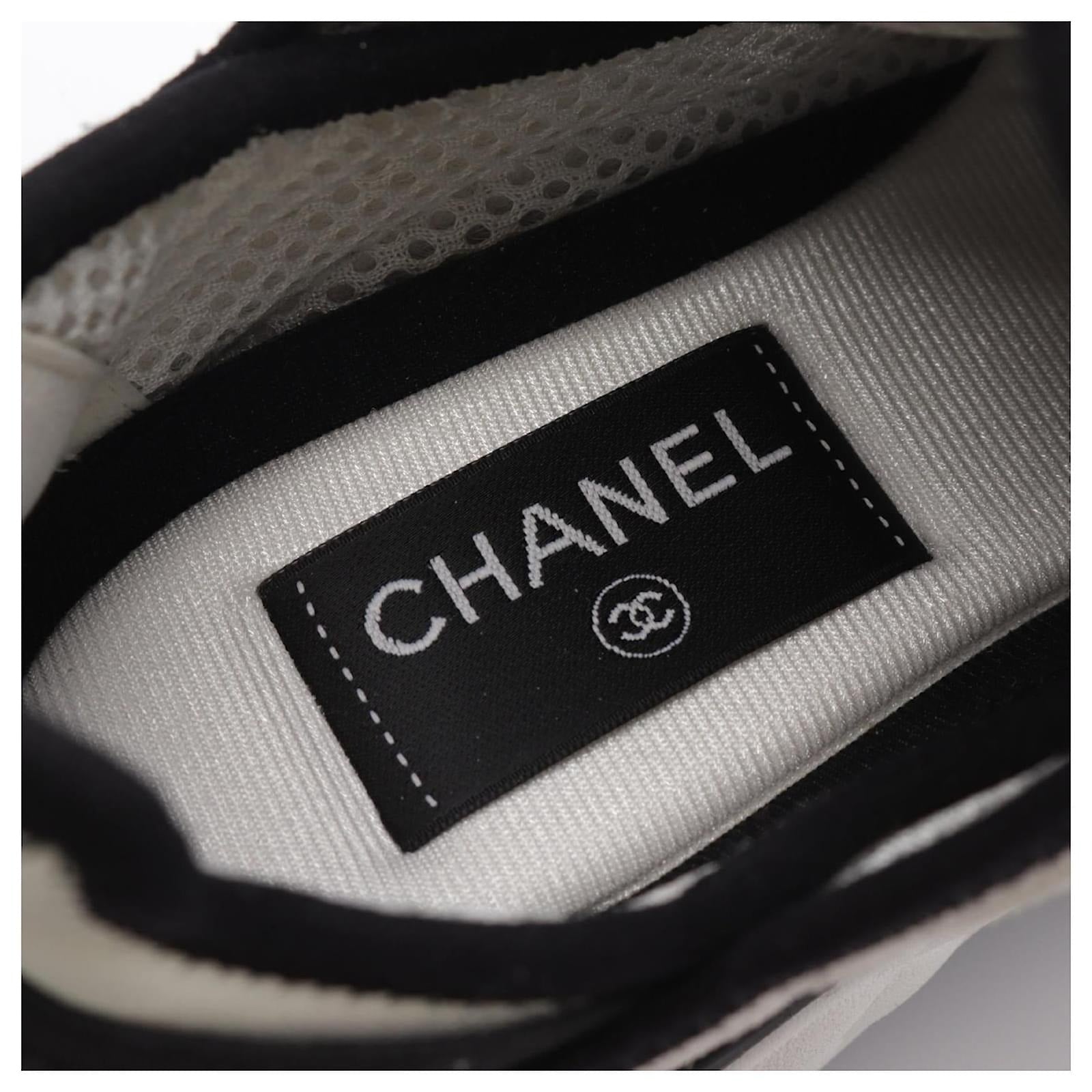 Chanel White and Black Runner Sneakers 