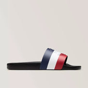 Moncler Basile Tricolor Logo Black Rubber Slides (Pre-Loved)