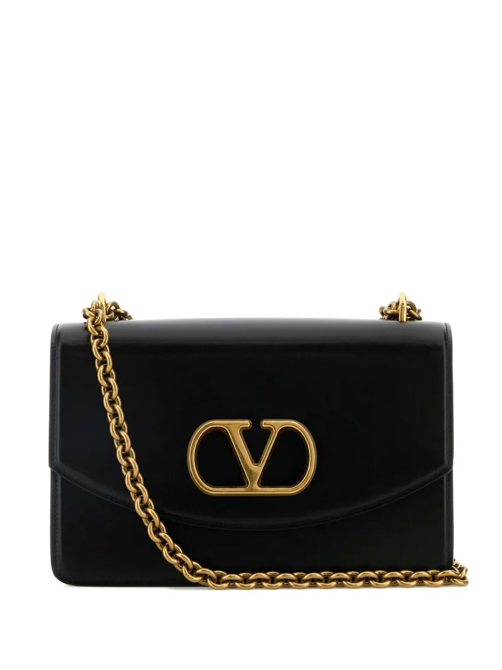 Valentino Garavani Stud Sign VLogo Shoulder Bag Black Leather (Pre-Loved)