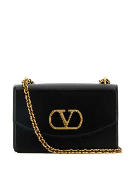 Valentino Garavani Stud Sign VLogo Shoulder Bag Black Leather (Pre-Loved)