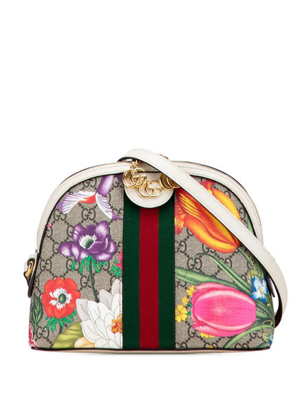 Gucci Ophidia GG Flora White Leather Shoulder Bag (Pre-Loved)