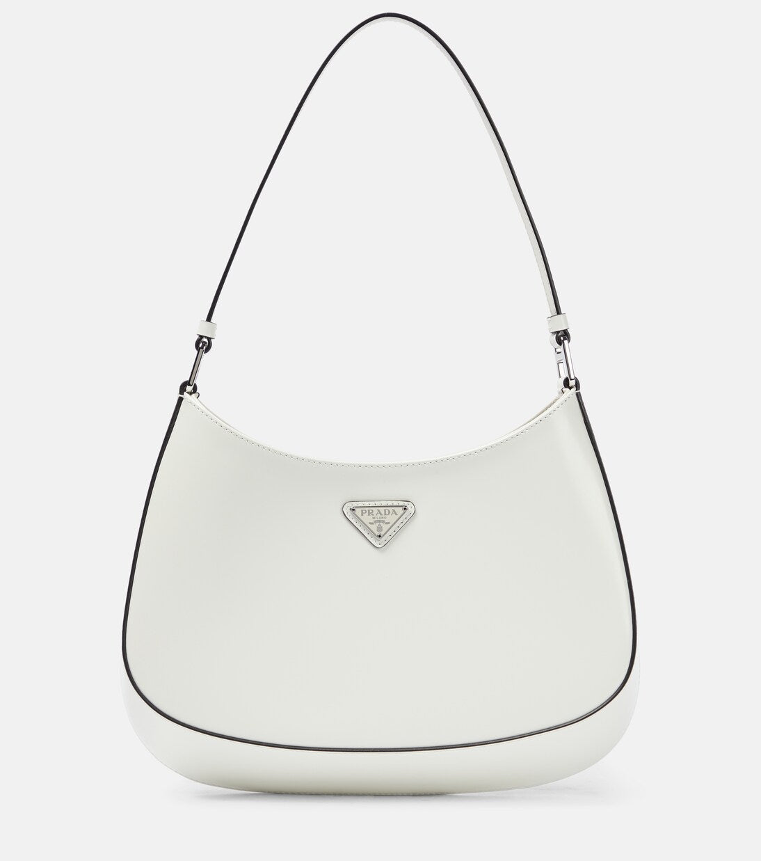 Prada Cleo Brushed Leather Shoulder Bag White 