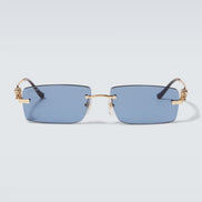Cartier Panthère de Cartier Rimless Sunglasses Gold & Blue 