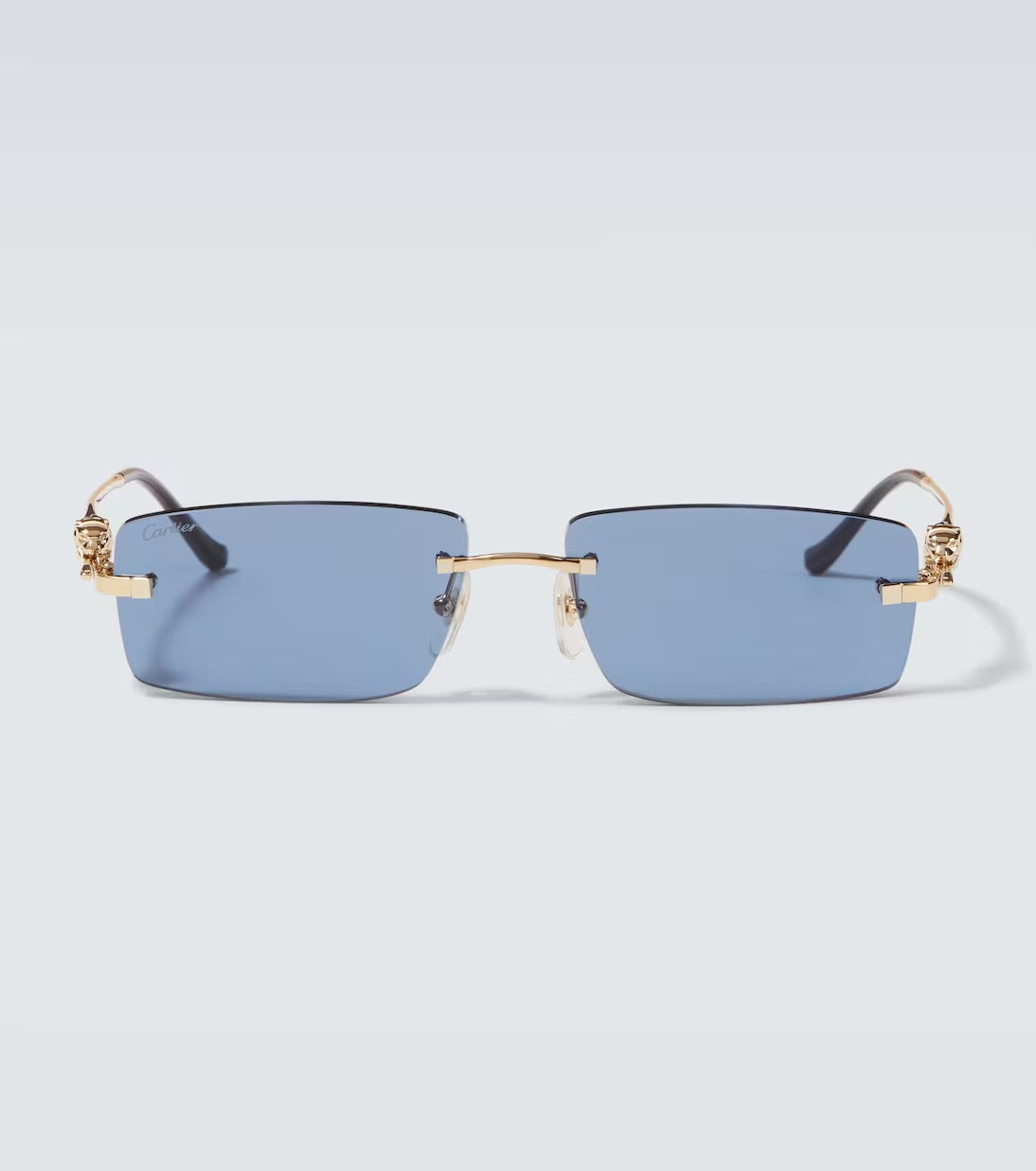 Cartier Panthère de Cartier Rimless Sunglasses Gold & Blue 