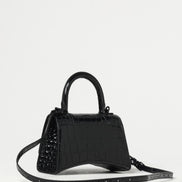 Balenciaga Hourglass Small Handbag Black Croc-Effect Leather 