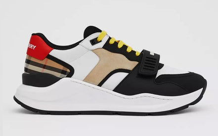 Burberry Ramsey Black, White & Yellow Multi-Color Trainers "Unworn"
