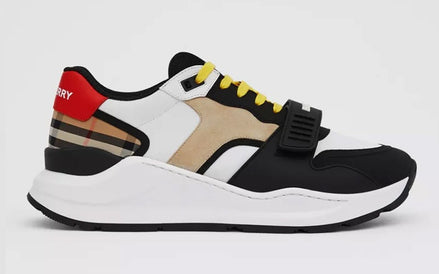 Burberry Ramsey Black, White & Yellow Multi-Color Trainers "Unworn"