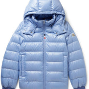 Moncler Baby Blue Glossy Nylon Hooded Puffer Jacket 