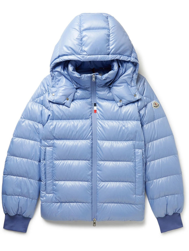 Moncler Baby Blue Glossy Nylon Hooded Puffer Jacket "Unworn"