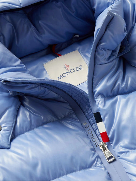 Moncler Baby Blue Glossy Nylon Hooded Puffer Jacket "Unworn"