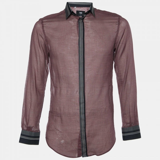 Dolce & Gabbana Burgundy Micro-Dot Contrast Trim Shirt (Pre-Loved)