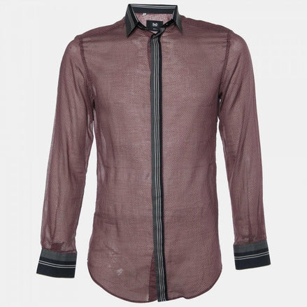 Dolce & Gabbana Burgundy Micro-Dot Contrast Trim Shirt (Pre-Loved)