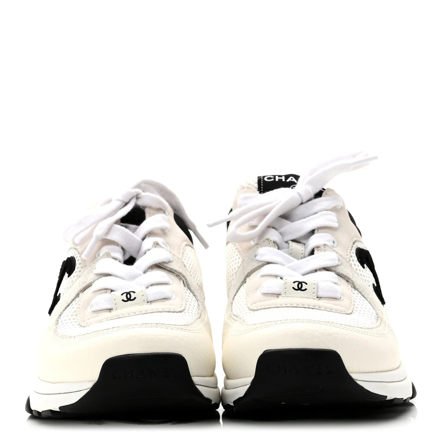 Chanel White and Black Runner Sneakers 