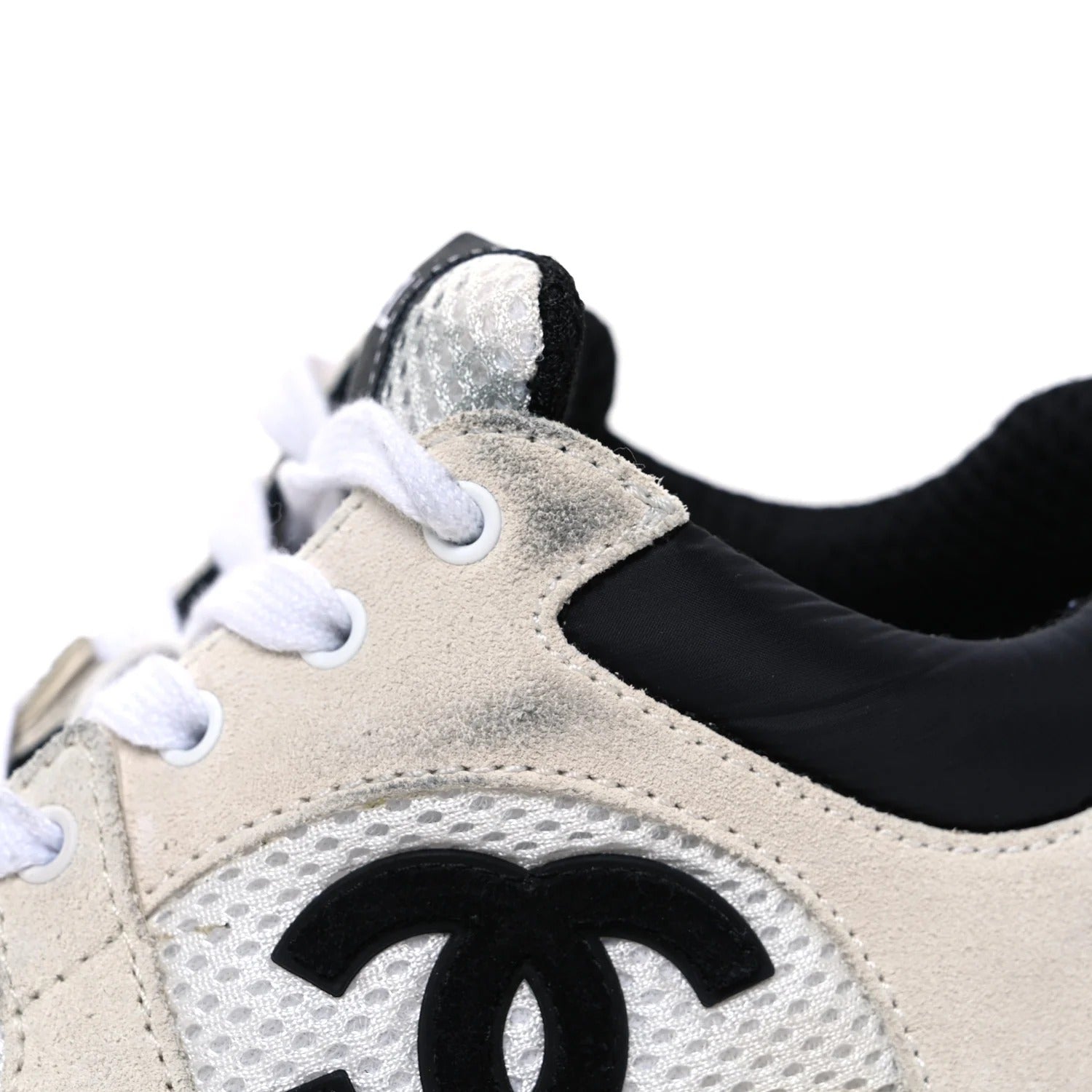 Chanel White and Black Runner Sneakers 