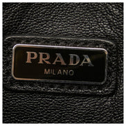 Prada Black Saffiano & Crocodile Leather Document Holder Clutch (Pre-Loved)