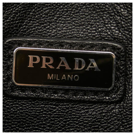 Prada Black Saffiano & Crocodile Leather Document Holder Clutch (Pre-Loved)