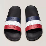 Moncler Basile Tricolor Logo Black Rubber Slides (Pre-Loved)