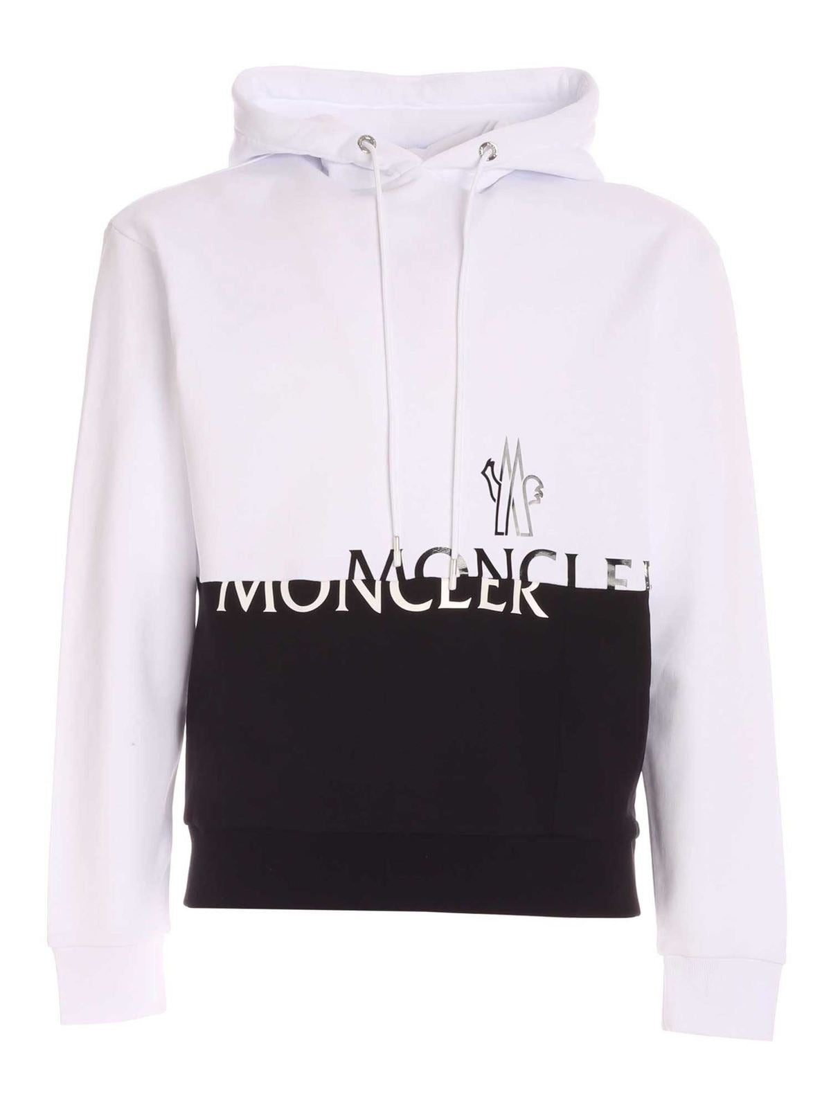 Moncler Color-Block Logo Hoodie White/Black (Pre-Loved)