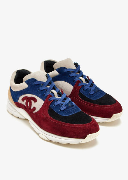 Chanel Multi-Color Suede & Mesh Low-Top Sneakers (Pre-Loved)