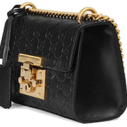 Gucci Black Signature Leather Padlock Small Shoulder Bag 