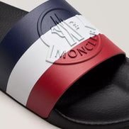 Moncler Basile Tricolor Logo Black Rubber Slides (Pre-Loved)