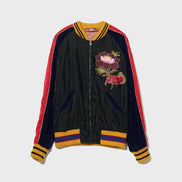 Gucci Multicolor Velvet Floral Appliqué Bomber Jacket (Pre-Loved)