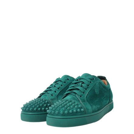 Christian Louboutin Emerald Green Suede Louis Junior Spikes Sneakers (Pre-Loved)