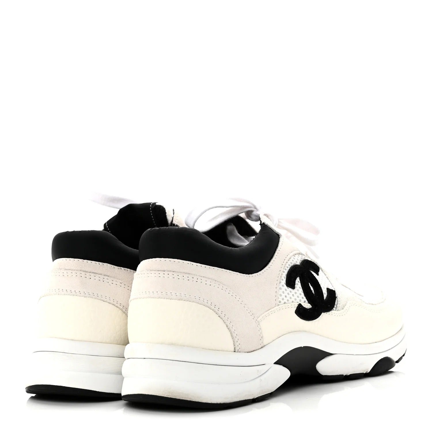 Chanel White and Black Runner Sneakers 