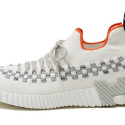Hermès White and Grey Technical Knit Flex Sneakers 