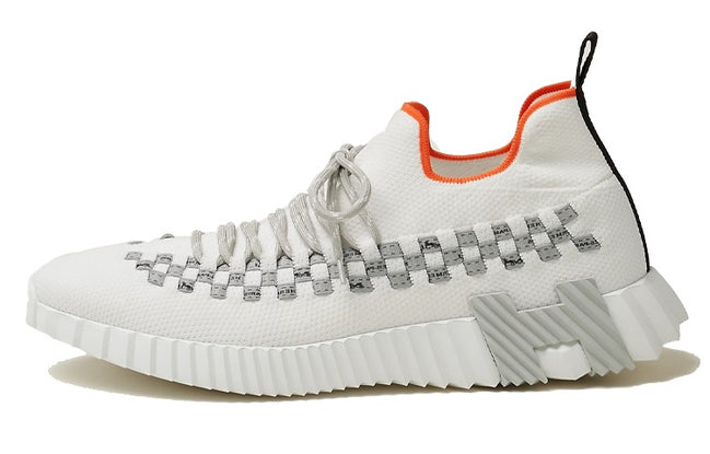 Hermès White and Grey Technical Knit Flex Sneakers "Unworn"