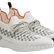 Hermès White and Grey Technical Knit Flex Sneakers 
