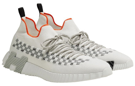 Hermès White and Grey Technical Knit Flex Sneakers "Unworn"