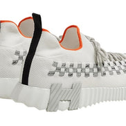 Hermès White and Grey Technical Knit Flex Sneakers 