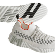 Hermès White and Grey Technical Knit Flex Sneakers 