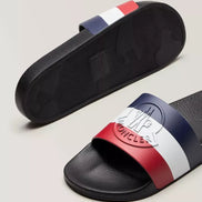 Moncler Basile Tricolor Logo Black Rubber Slides (Pre-Loved)