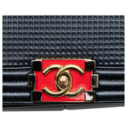 Chanel CC Medium Boy Bag Navy Perforated Leather 